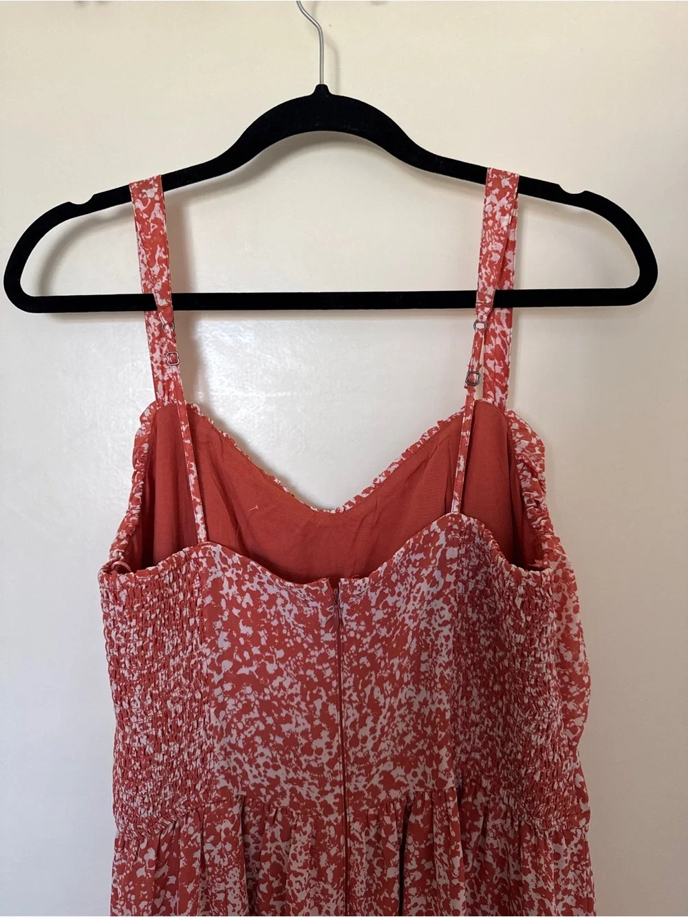 Abercrombie & Fitch Coral Floral ruched Chiffon Midi Dress Slit Size XL